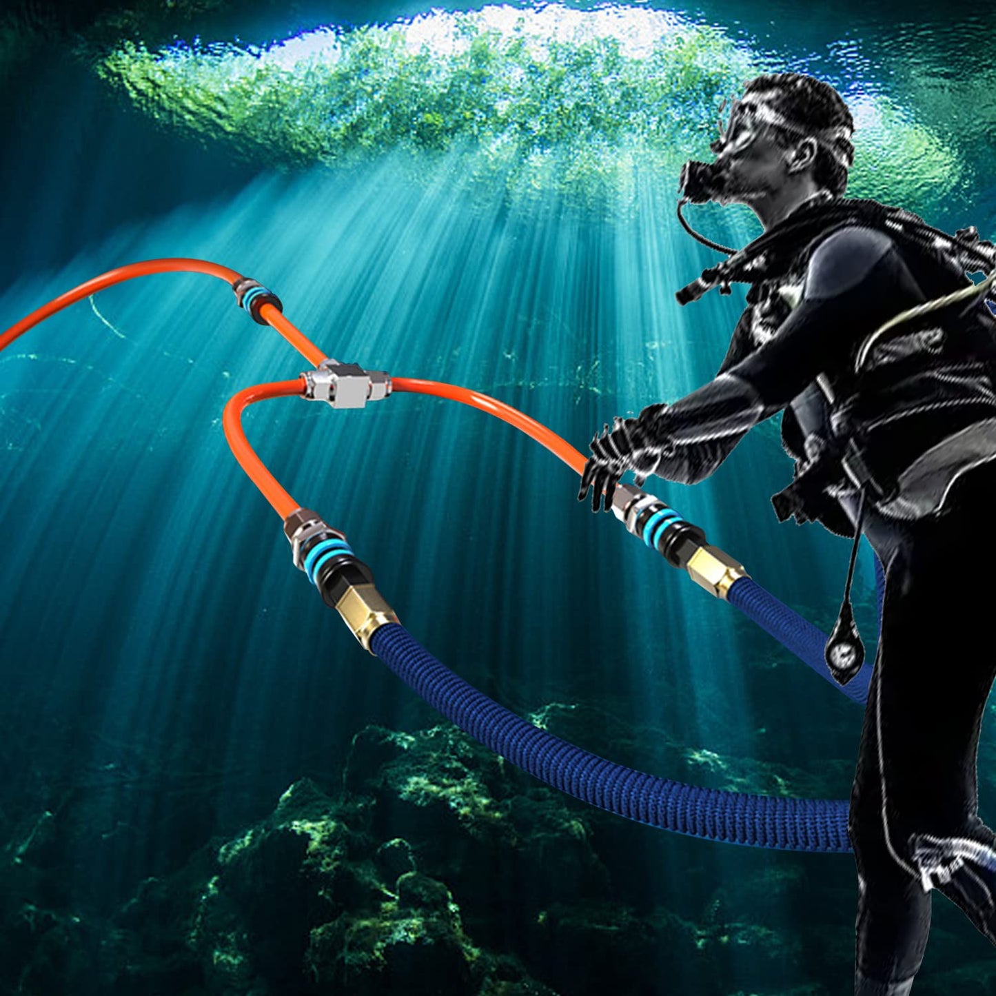 AQUAROBO Dive Systems Accessory 510/519/619/719/819/919 Submarine Diving Durable Longtime Use Second Stage Regulator Diving Hose Diving Equipment Telescopic Tube Swimming Oxygen Breathing Tube